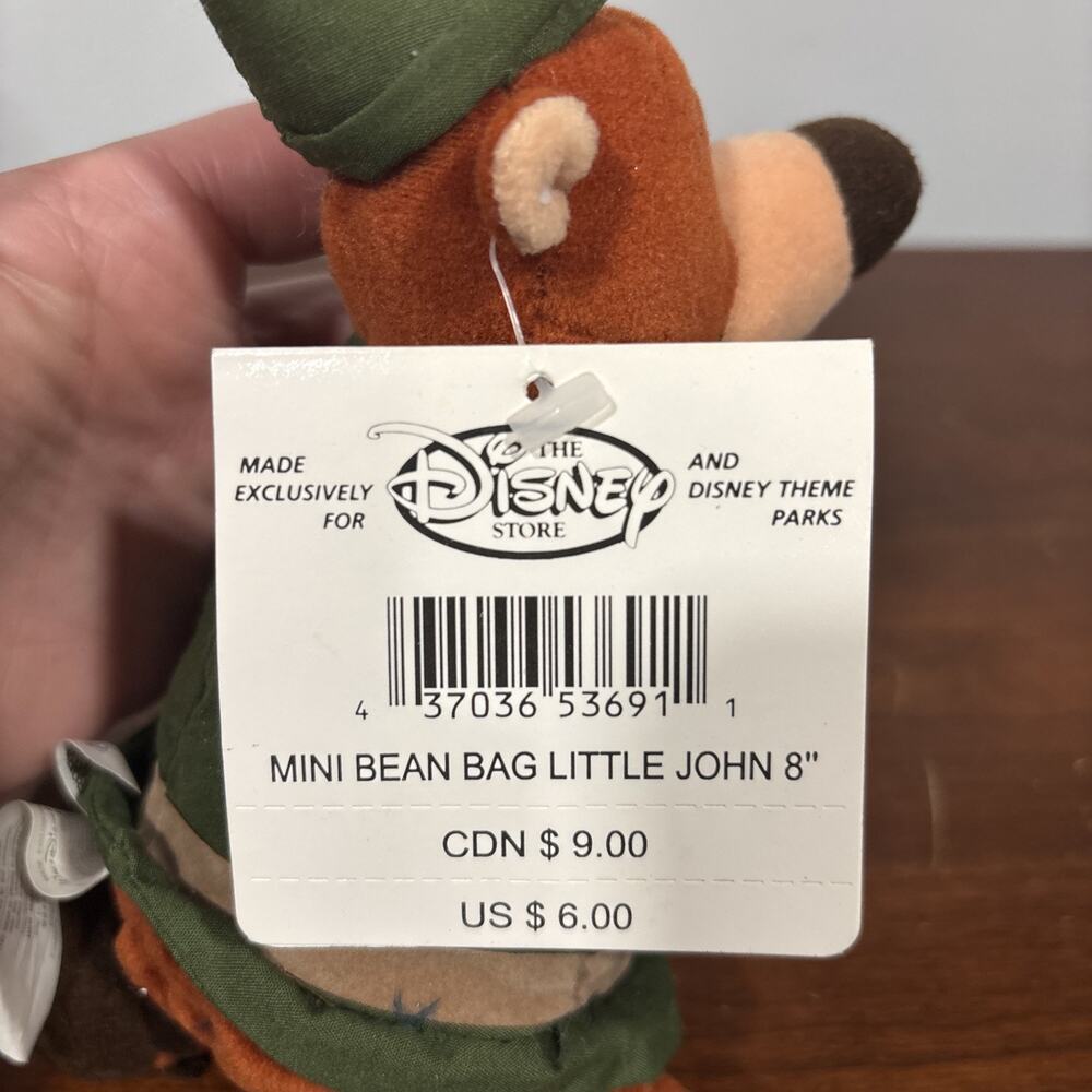 Vintage Disney Store Robin Hood Little John 8" Mini Bean Bag Stuffed Animal - Picture 7 of 7